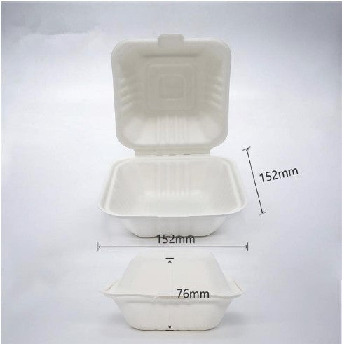 Sugarcane 6" Hamburger Box 450ml (400pcs)