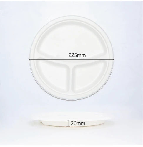 Sugarcane 9" 3-Comp Round Plate (500pcs)